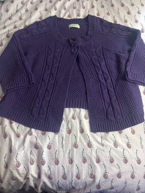 Sonoma Cable Knit Purple Women's Cardigan Sweater